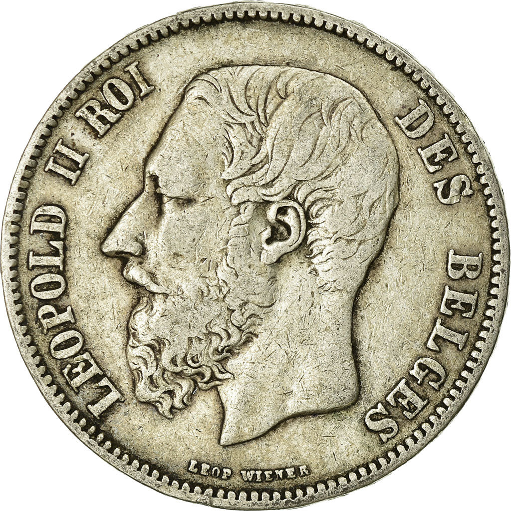 Coin, Belgium, Leopold II, 5 Francs, 5 Frank, 1869, VF(20-25), Silver, KM:24