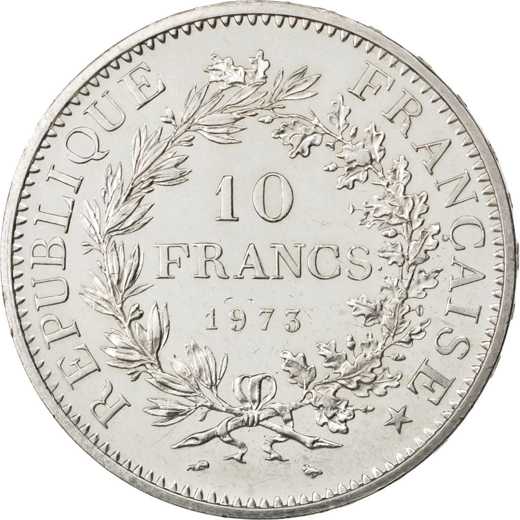 FRANCE, Hercule, 10 Francs, 1973, Paris, KM #932, MS(63), Silver, 37, Gadoury...