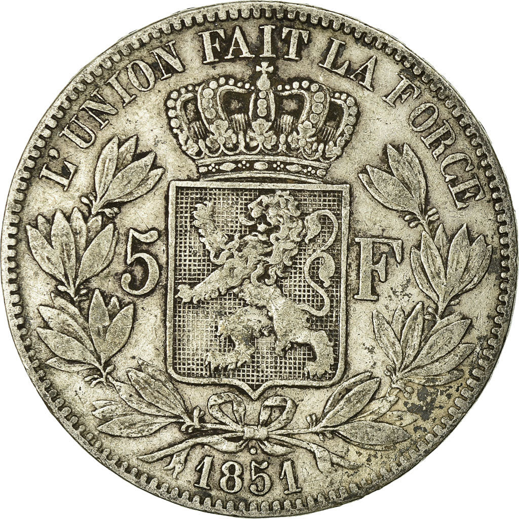 Coin, Belgium, Leopold I, 5 Francs, 5 Frank, 1851, VF(30-35), Silver, KM:17