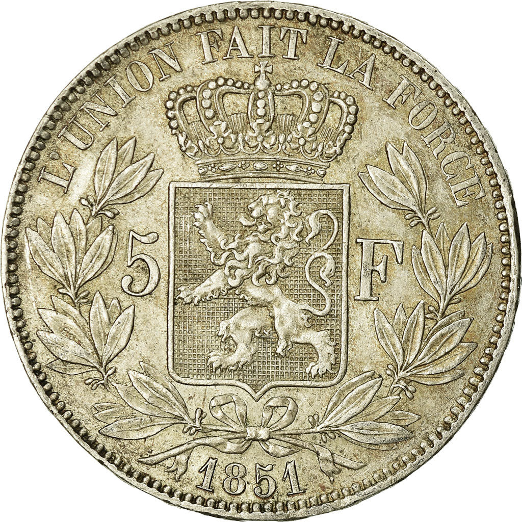 Coin, Belgium, Leopold I, 5 Francs, 5 Frank, 1851, EF(40-45), Silver, KM:17