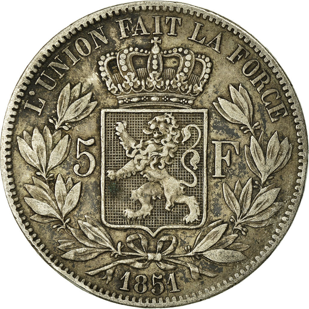 Monnaie, Belgique, Leopold I, 5 Francs, 5 Frank, 1851, TTB, Argent, KM:17
