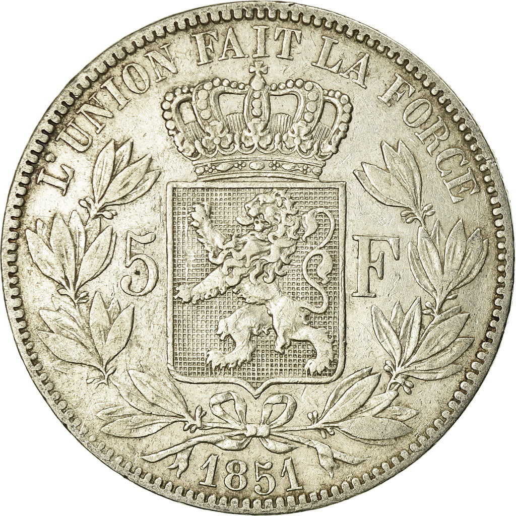 Coin, Belgium, Leopold I, 5 Francs, 5 Frank, 1851, VF(30-35), Silver, KM:17