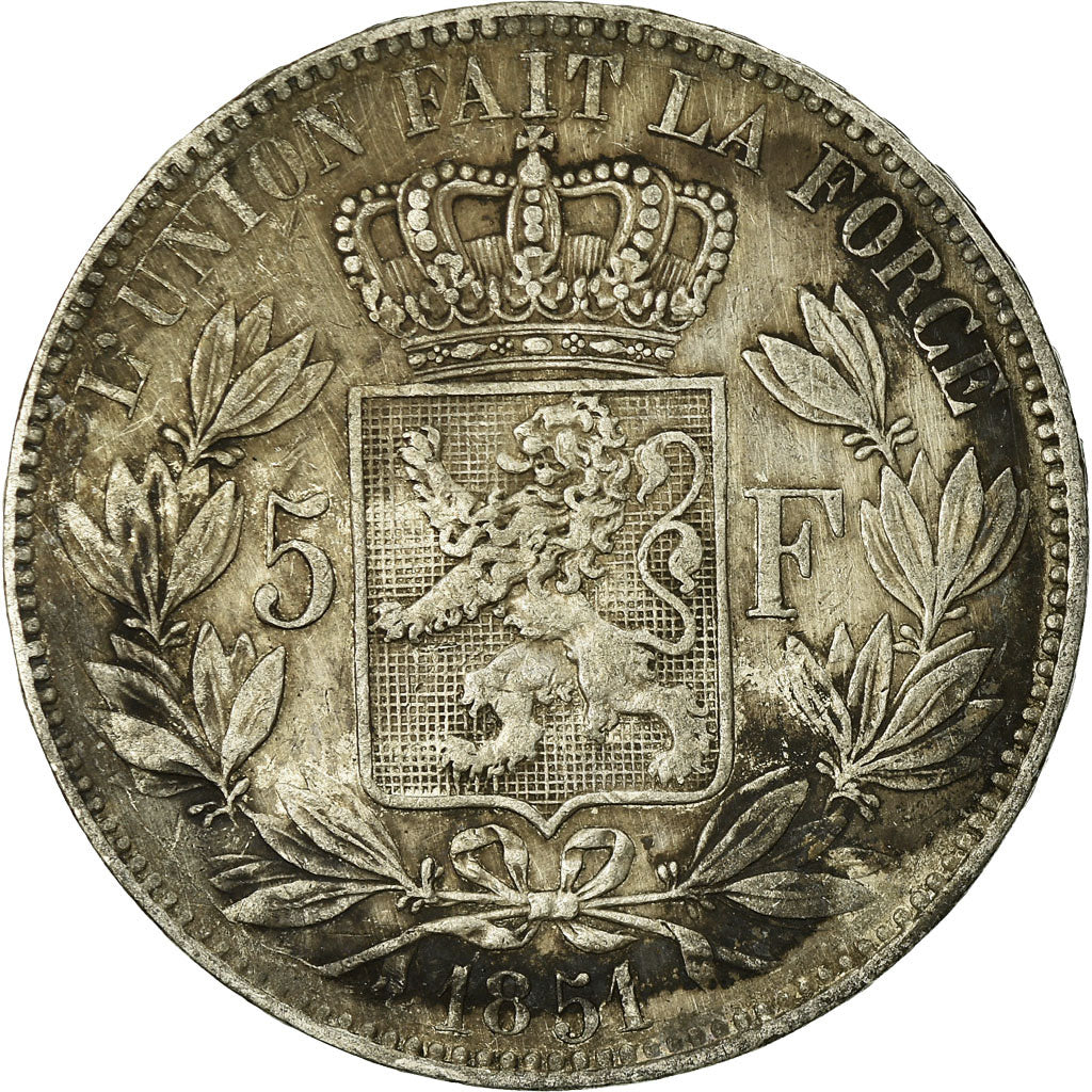 Coin, Belgium, Leopold I, 5 Francs, 5 Frank, 1851, VF(30-35), Silver, KM:17