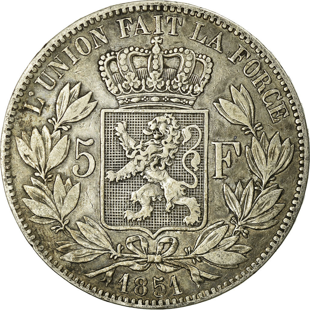 Coin, Belgium, Leopold I, 5 Francs, 5 Frank, 1851, VF(30-35), Silver, KM:17