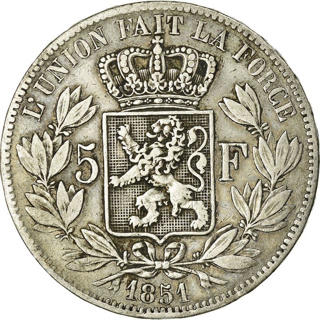 Coin, Belgium, Leopold I, 5 Francs, 5 Frank, 1851, VF(30-35), Silver, KM:17