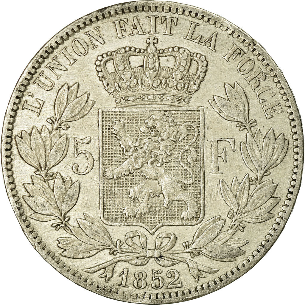 Coin, Belgium, Leopold I, 5 Francs, 5 Frank, 1852, VF(30-35), Silver, KM:17