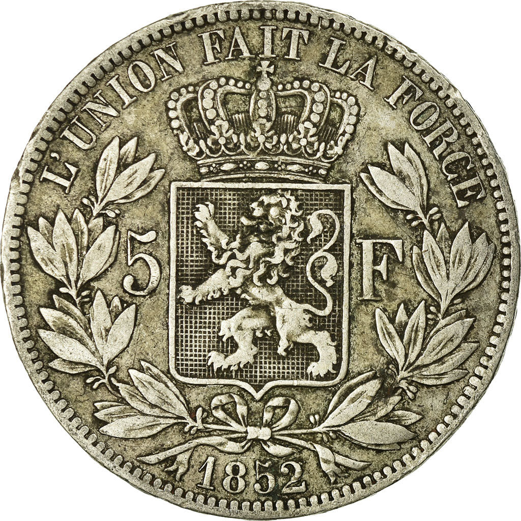 Coin, Belgium, Leopold I, 5 Francs, 5 Frank, 1852, VF(30-35), Silver, KM:17