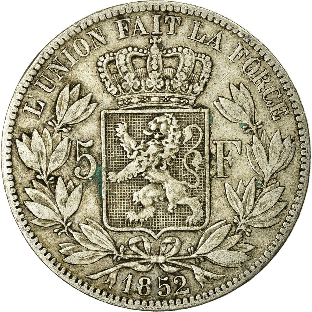 Coin, Belgium, Leopold I, 5 Francs, 5 Frank, 1852, VF(30-35), Silver, KM:17