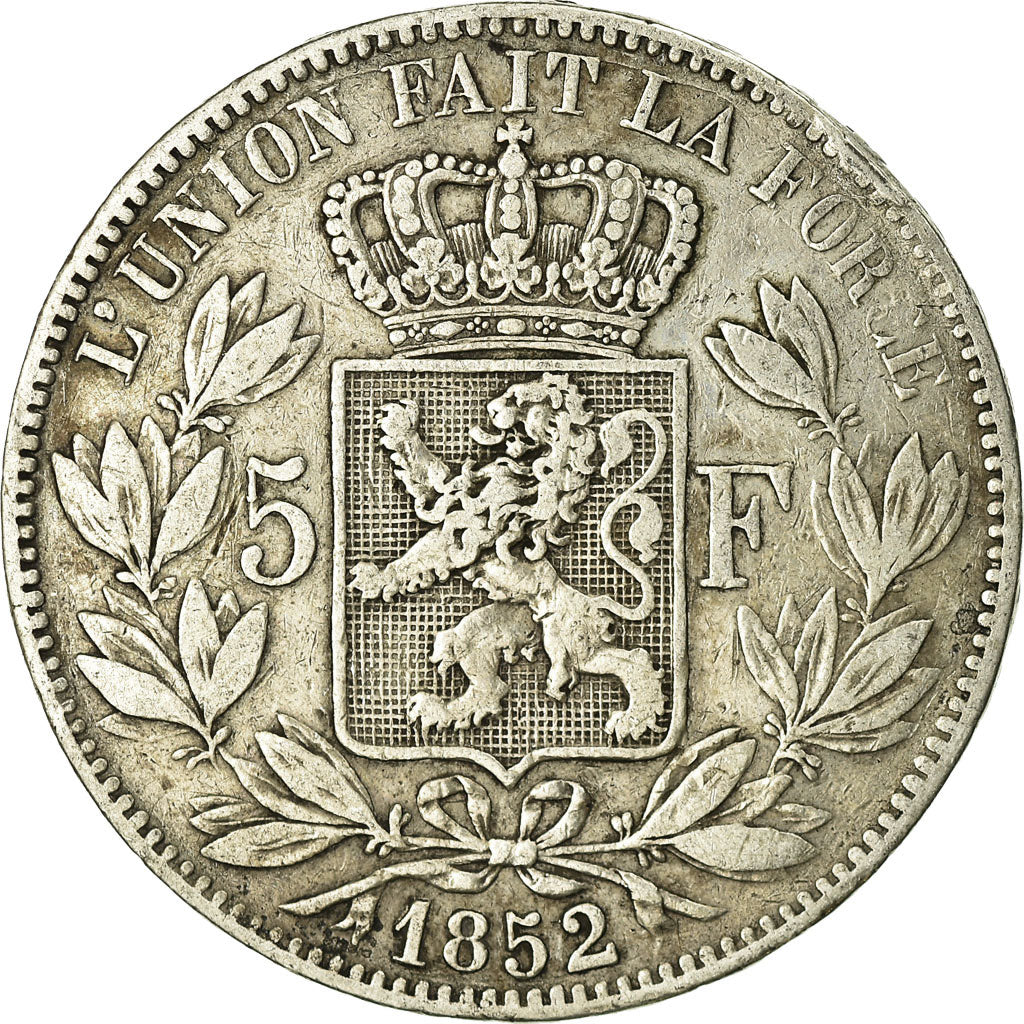 Coin, Belgium, Leopold I, 5 Francs, 5 Frank, 1852, VF(30-35), Silver, KM:17