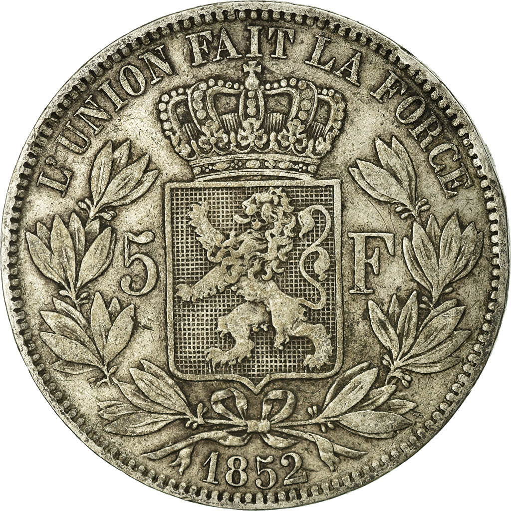 Coin, Belgium, Leopold I, 5 Francs, 5 Frank, 1852, VF(30-35), Silver, KM:17