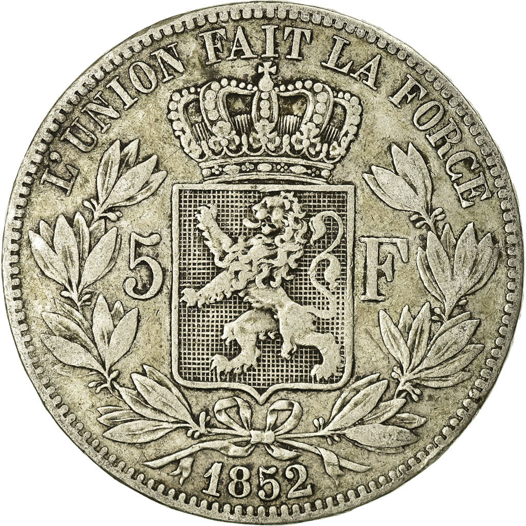 Coin, Belgium, Leopold I, 5 Francs, 5 Frank, 1852, VF(30-35), Silver, KM:17