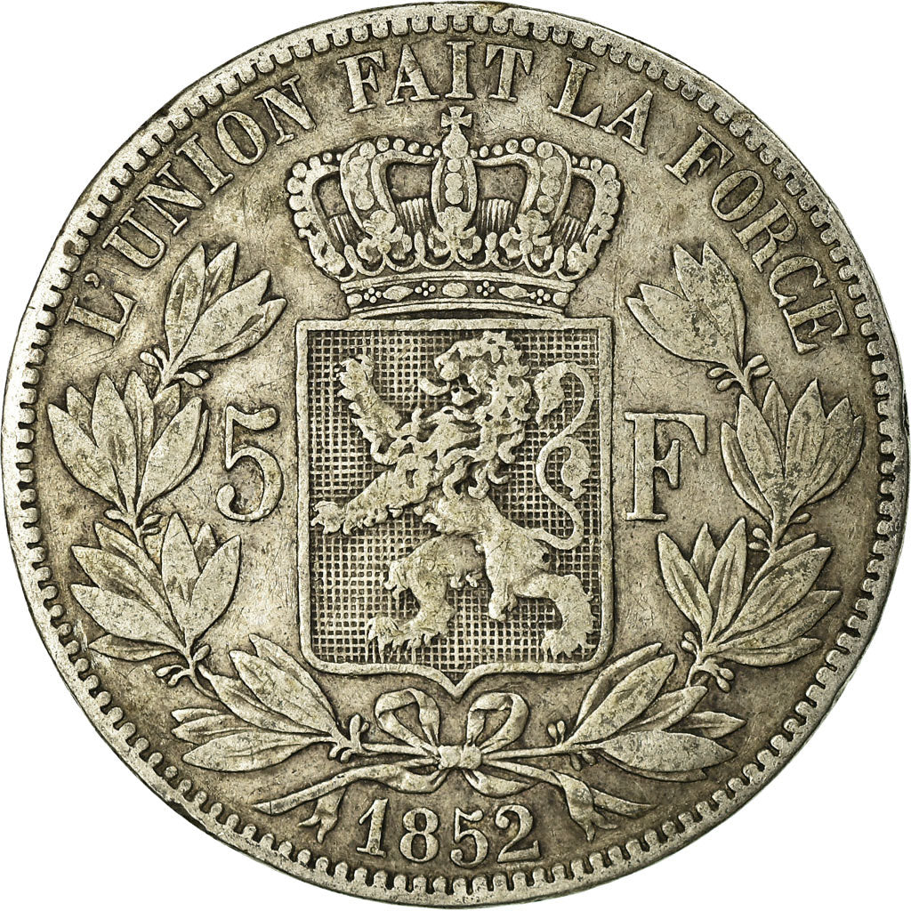 Coin, Belgium, Leopold I, 5 Francs, 5 Frank, 1852, VF(30-35), Silver, KM:17