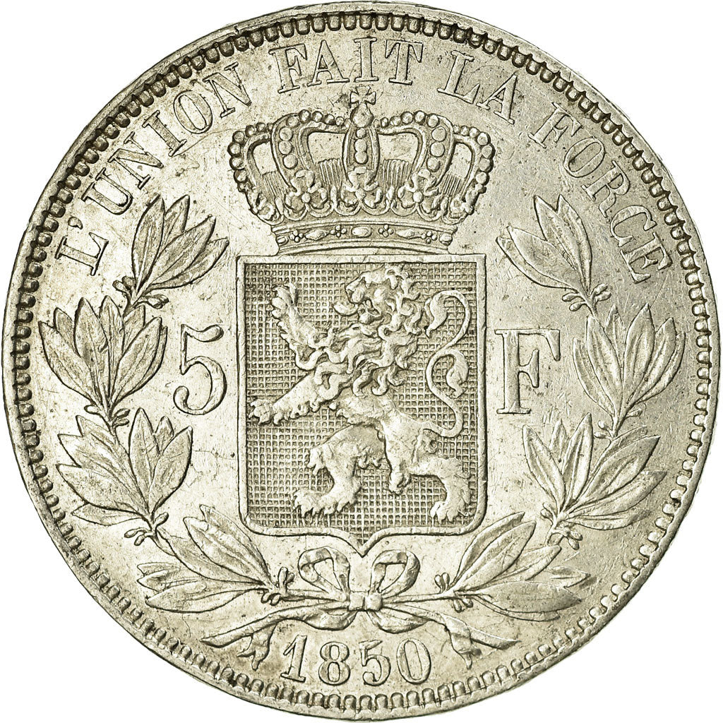 Coin, Belgium, Leopold I, 5 Francs, 5 Frank, 1850, EF(40-45), Silver, KM:17