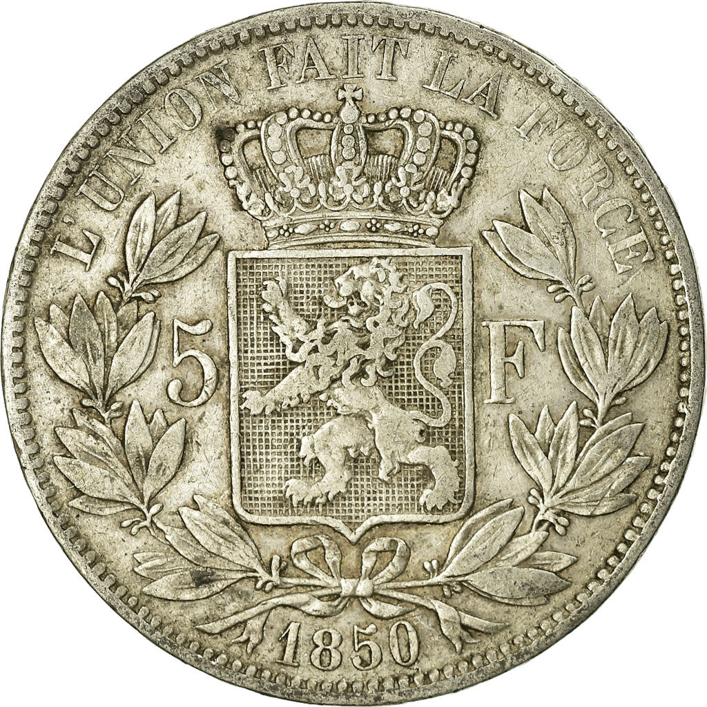 Monnaie, Belgique, Leopold I, 5 Francs, 5 Frank, 1850, TB+, Argent, KM:17