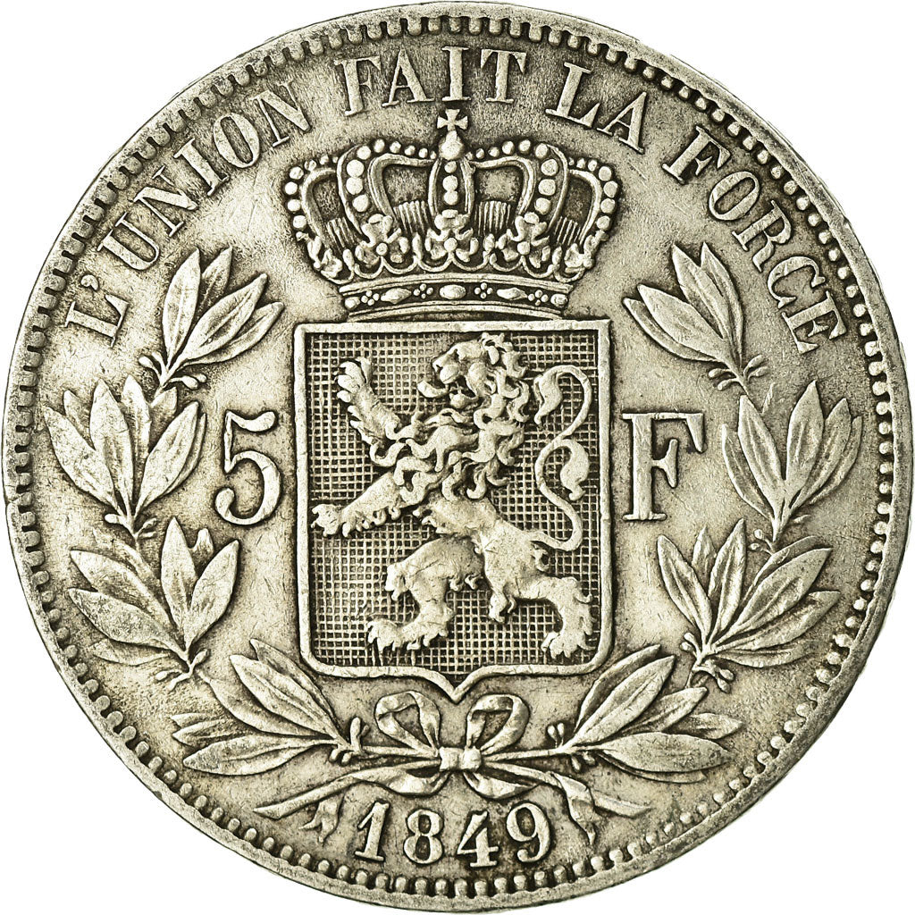 Moneta, Belgio, Leopold I, 5 Francs, 5 Frank, 1849, MB+, Argento, KM:17