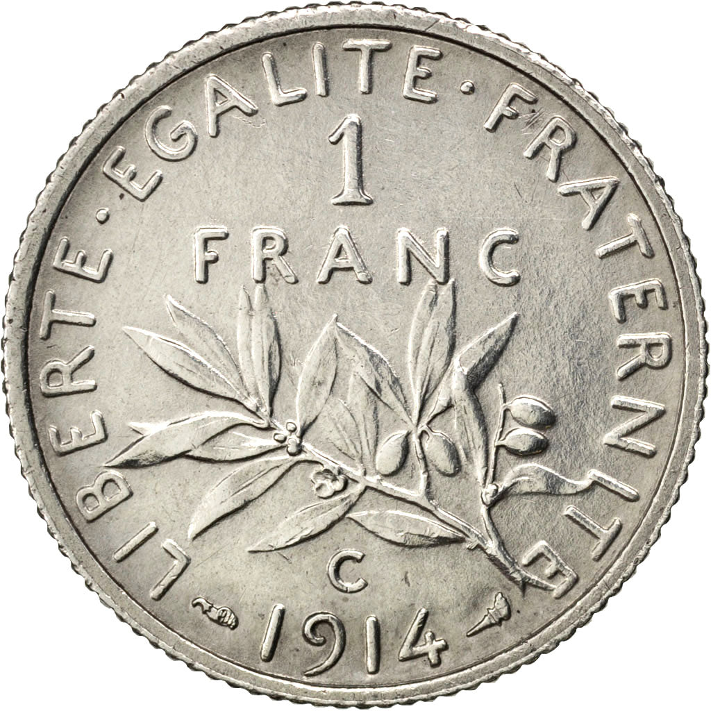 Coin, France, Semeuse, Franc, 1914, Castelsarrasin, MS(60-62), Silver