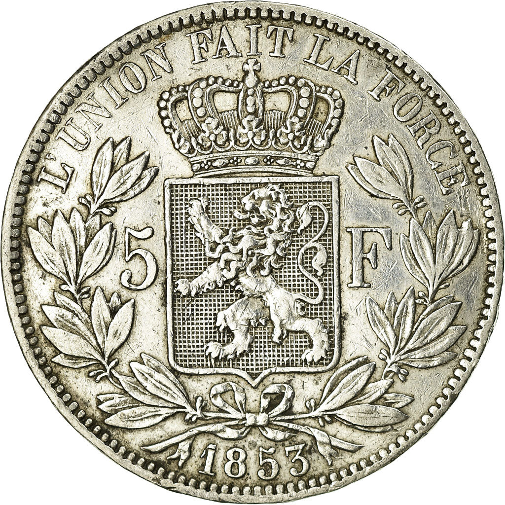 Coin, Belgium, Leopold I, 5 Francs, 5 Frank, 1853, EF(40-45), Silver, KM:17