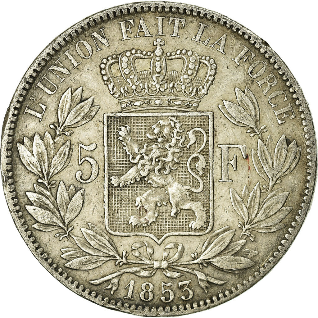 Coin, Belgium, Leopold I, 5 Francs, 5 Frank, 1853, EF(40-45), Silver, KM:17