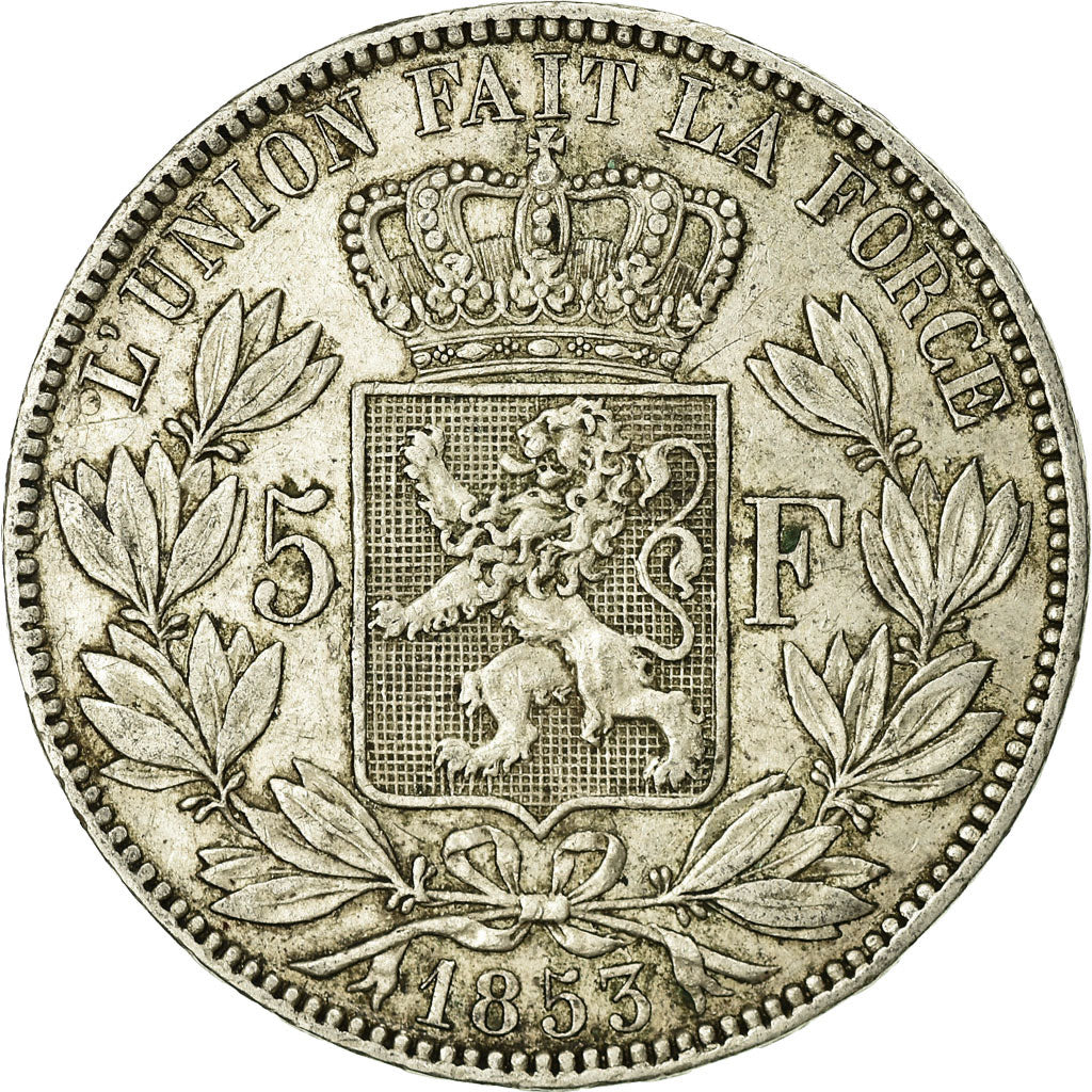 Coin, Belgium, Leopold I, 5 Francs, 5 Frank, 1853, EF(40-45), Silver, KM:17