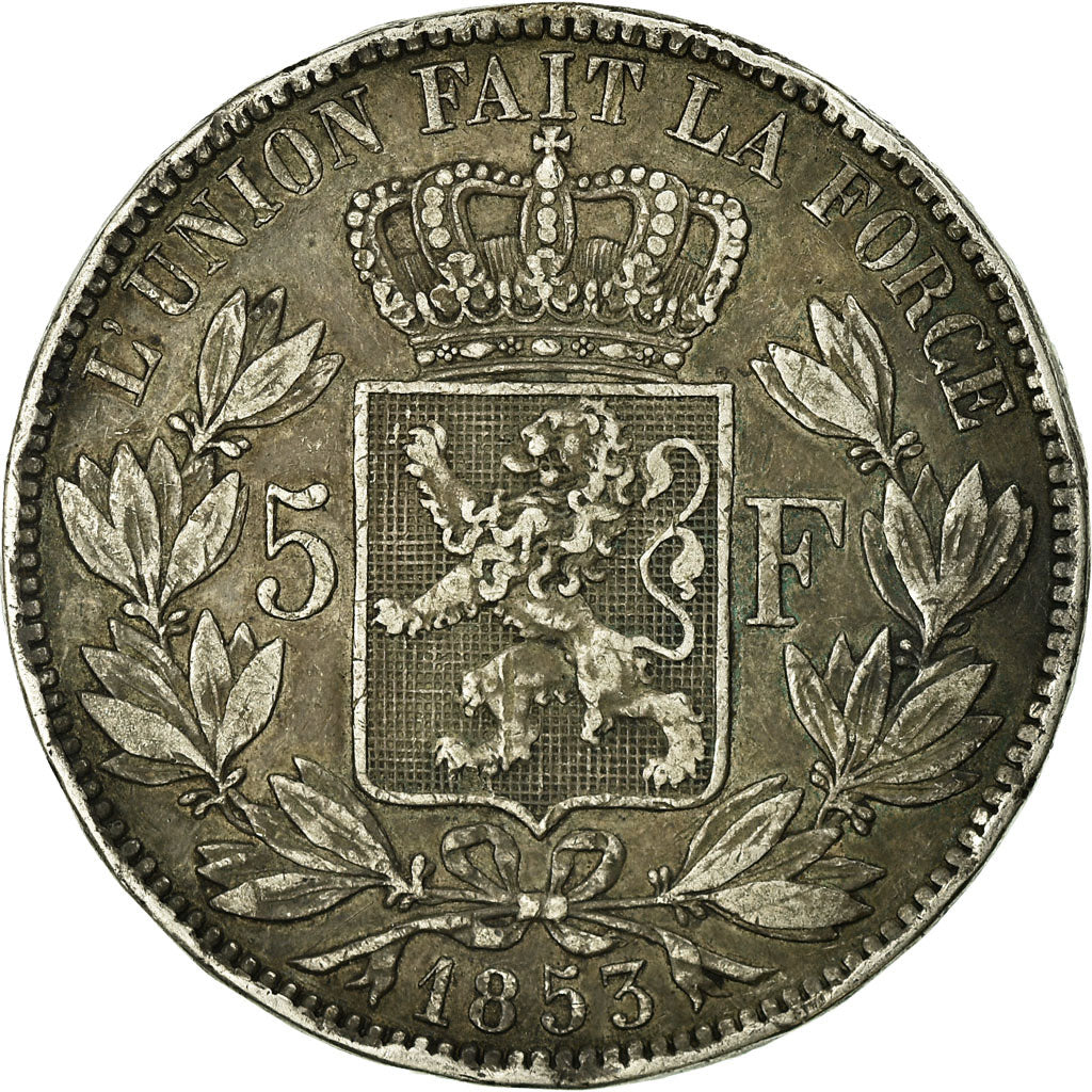 Coin, Belgium, Leopold I, 5 Francs, 5 Frank, 1853, VF(20-25), Silver, KM:17