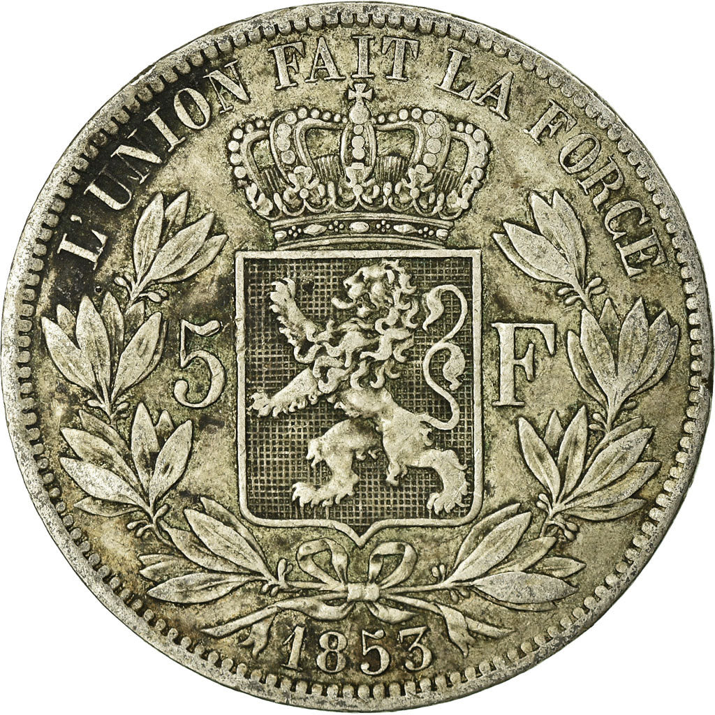 Moneta, Belgio, Leopold I, 5 Francs, 5 Frank, 1853, MB, Argento, KM:17