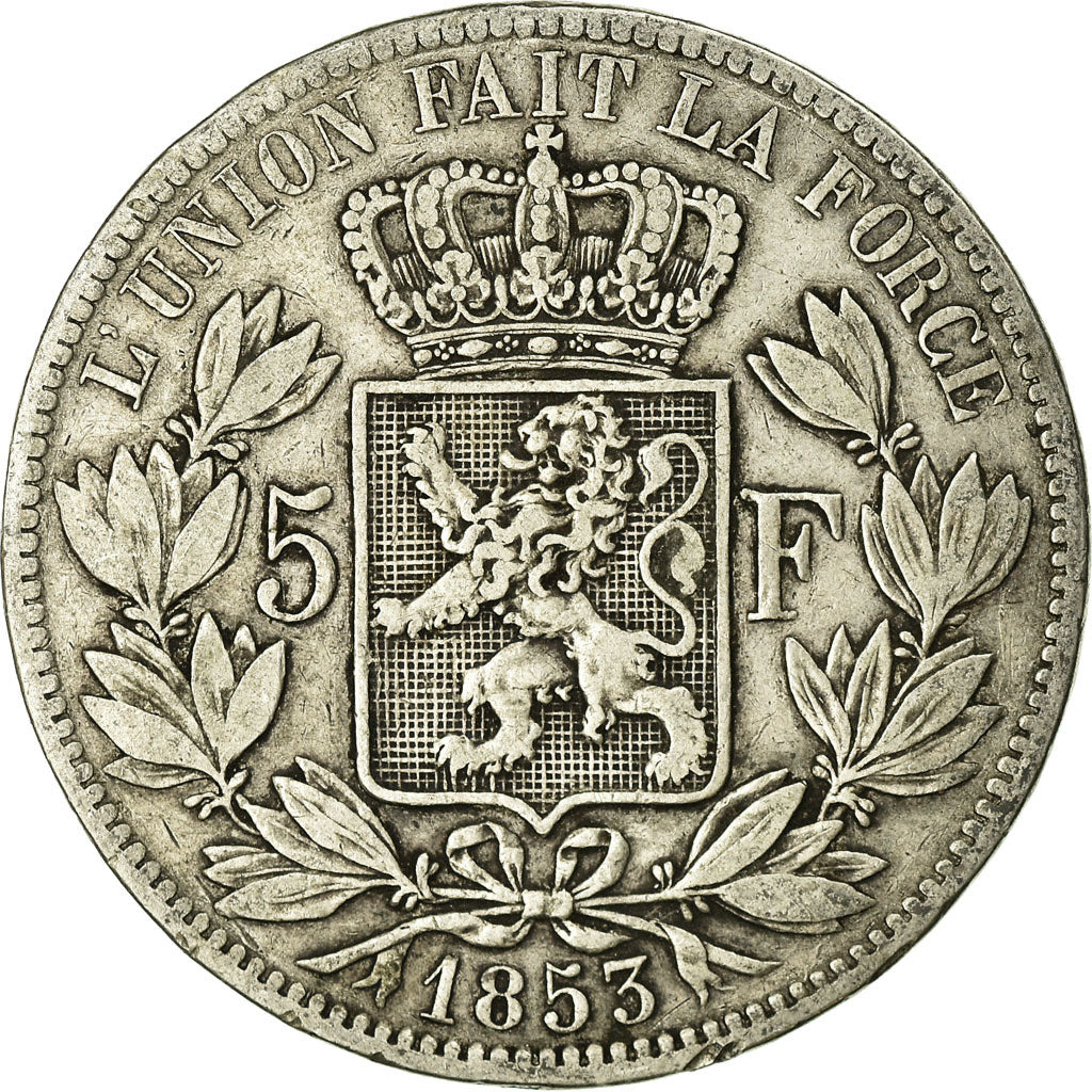 Coin, Belgium, Leopold I, 5 Francs, 5 Frank, 1853, VF(20-25), Silver, KM:17
