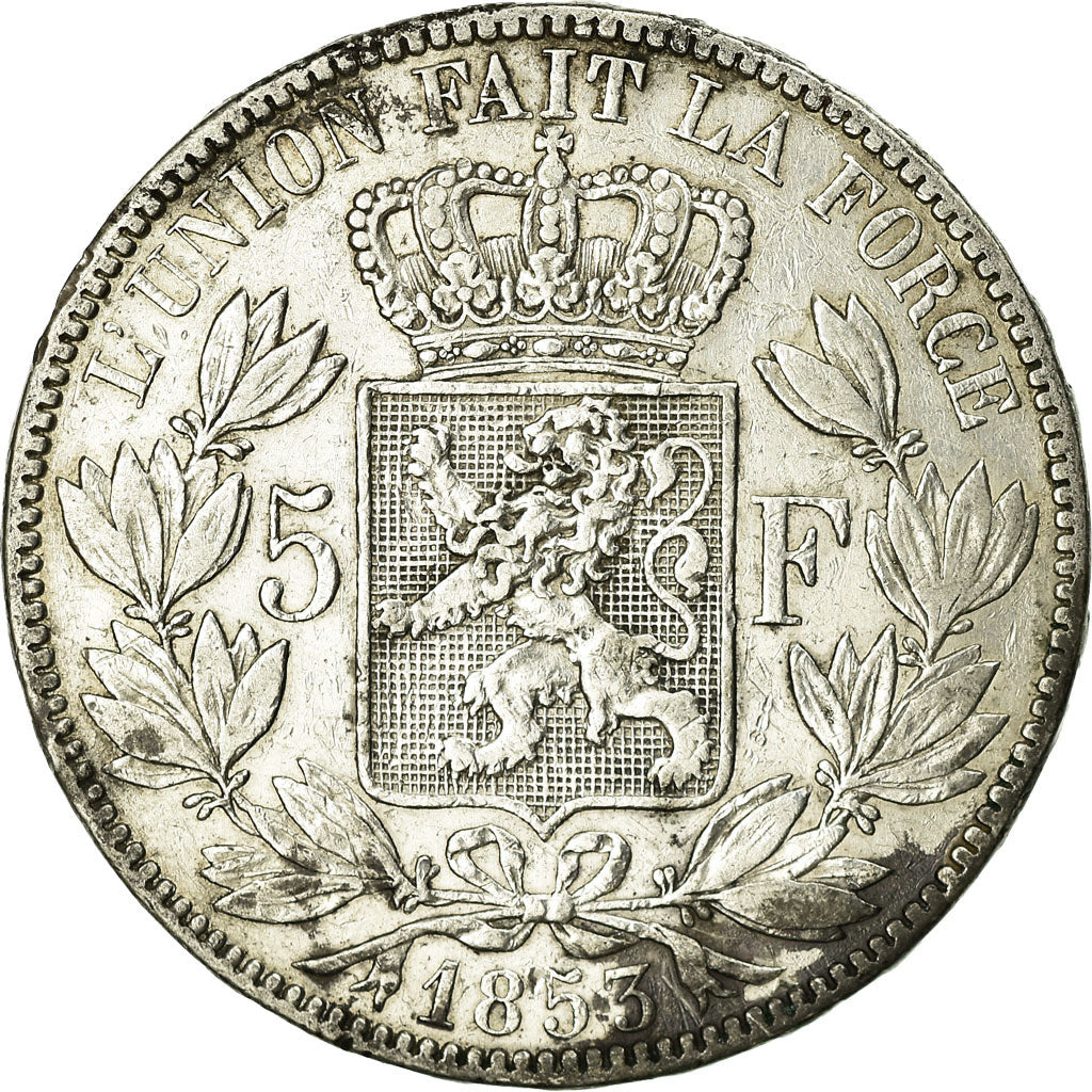 Coin, Belgium, Leopold I, 5 Francs, 5 Frank, 1853, VF(20-25), Silver, KM:17