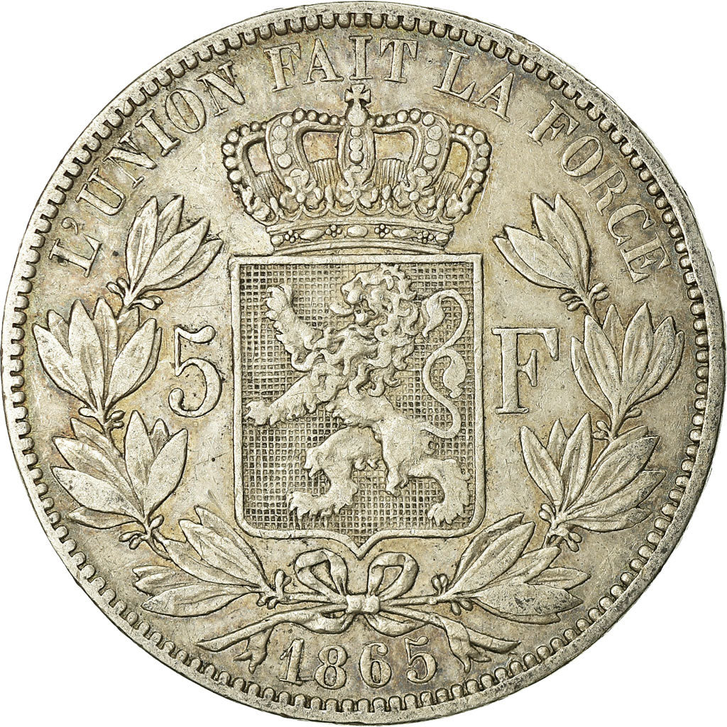 Coin, Belgium, Leopold I, 5 Francs, 5 Frank, 1865, VF(30-35), Silver, KM:17
