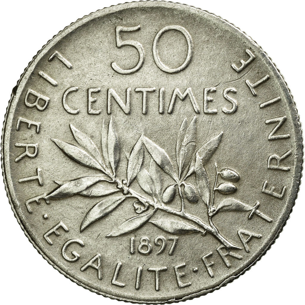 Coin, France, Semeuse, 50 Centimes, 1897, AU(55-58), Silver, Gadoury:420
