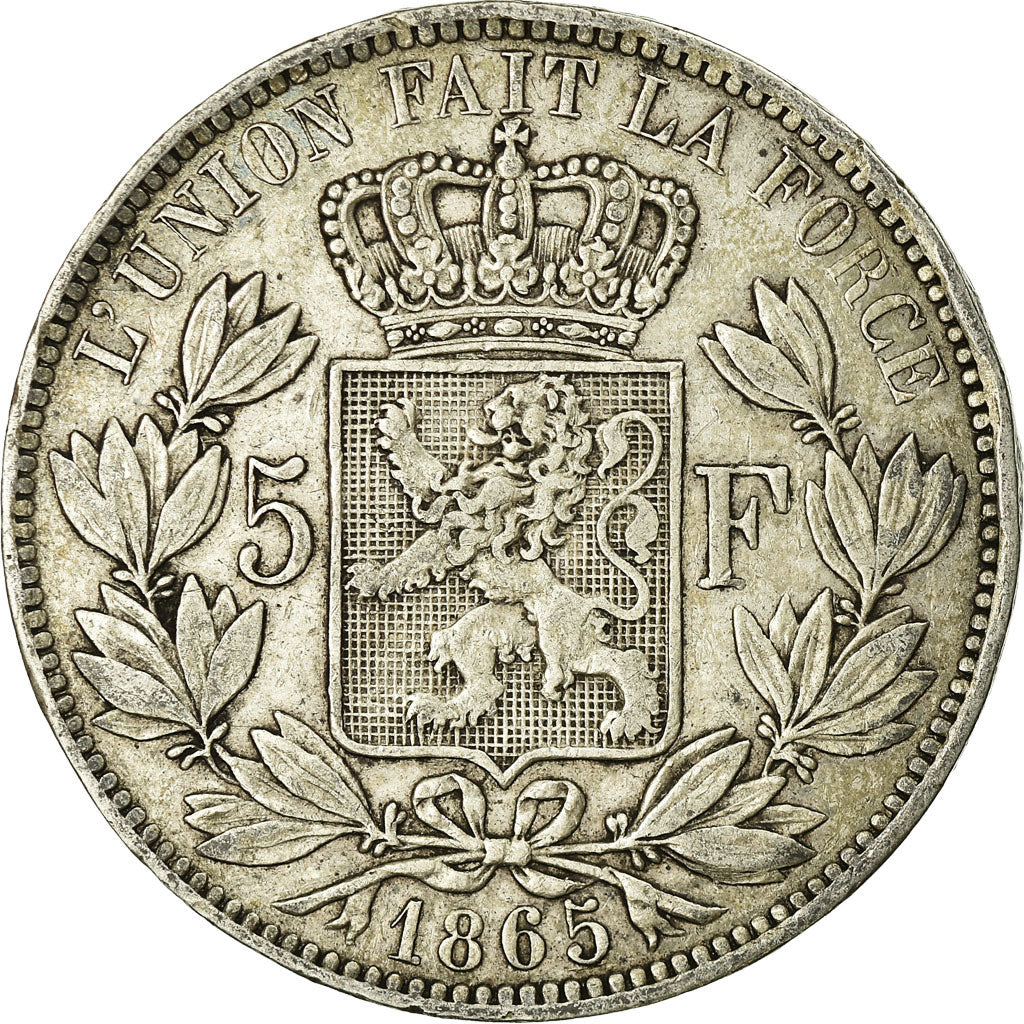 Coin, Belgium, Leopold I, 5 Francs, 5 Frank, 1865, VF(30-35), Silver, KM:17