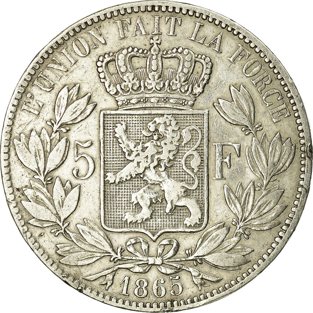 Coin, Belgium, Leopold I, 5 Francs, 5 Frank, 1865, VF(30-35), Silver, KM:17