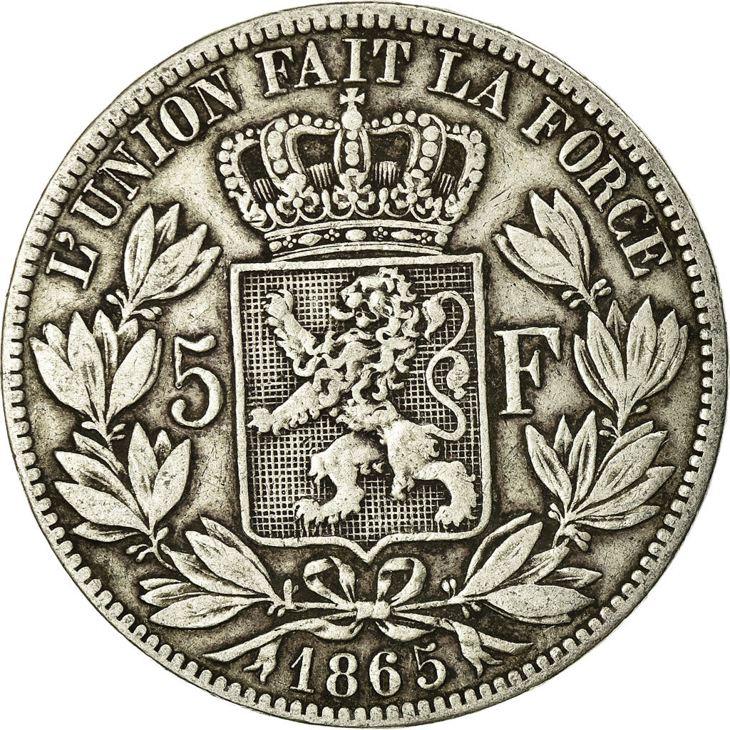 Coin, Belgium, Leopold I, 5 Francs, 5 Frank, 1865, VF(30-35), Silver, KM:17