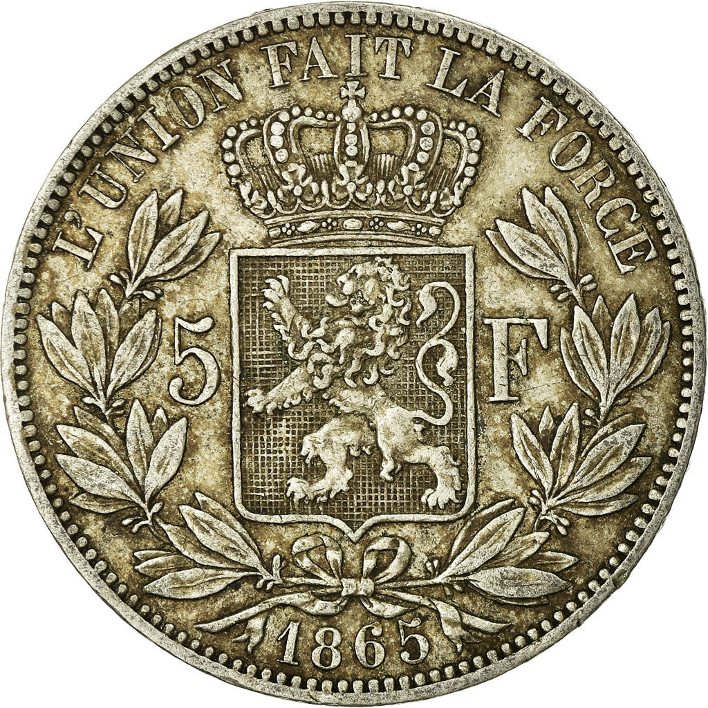 Coin, Belgium, Leopold I, 5 Francs, 5 Frank, 1865, VF(20-25), Silver, KM:17