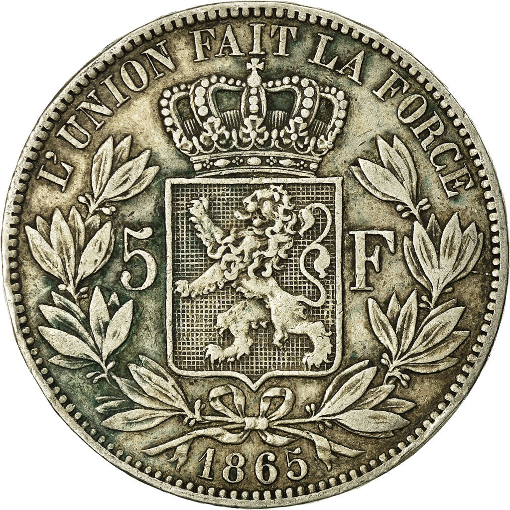 Coin, Belgium, Leopold I, 5 Francs, 5 Frank, 1865, VF(20-25), Silver, KM:17
