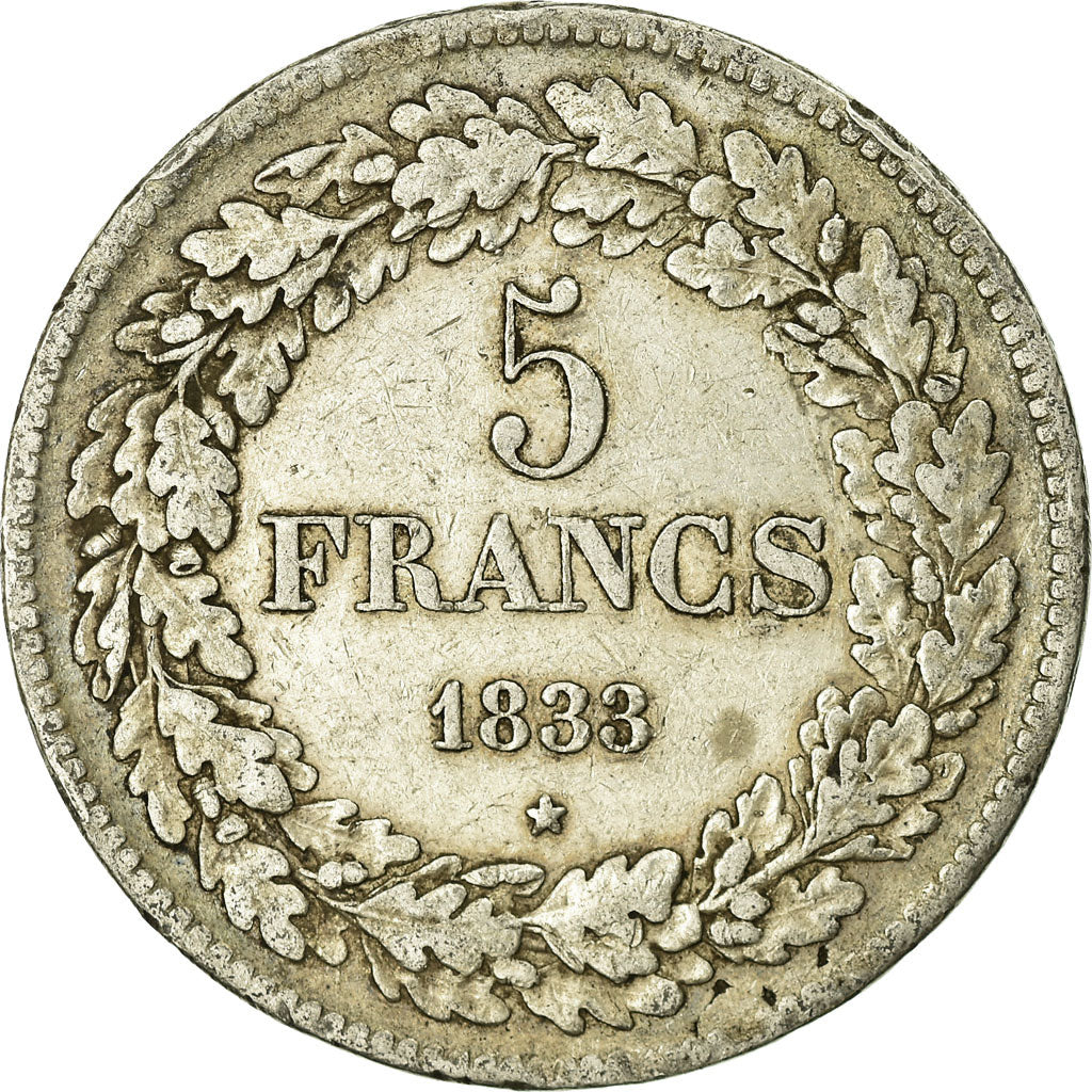 Coin, Belgium, Leopold I, 5 Francs, 5 Frank, 1833, VF(20-25), Silver, KM:3.1