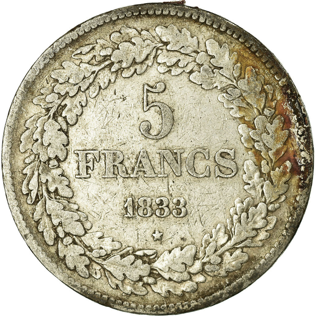 Coin, Belgium, Leopold I, 5 Francs, 5 Frank, 1833, VF(20-25), Silver, KM:3.1