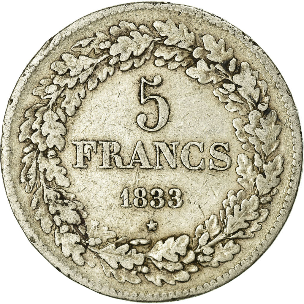 Monnaie, Belgique, Leopold I, 5 Francs, 5 Frank, 1833, TB+, Argent, KM:3.1