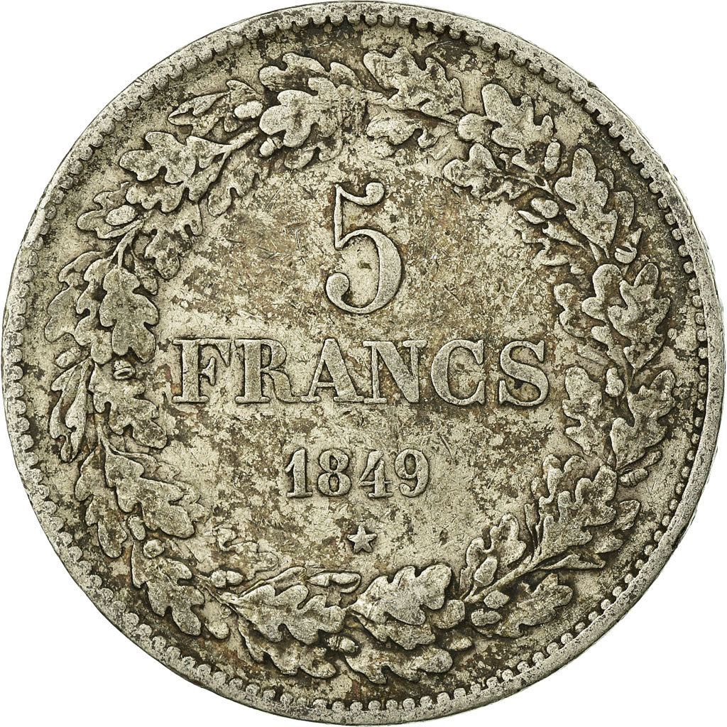 Moneta, Belgia, Leopold I, 5 Francs, 5 Frank, 1849, VF(20-25), Srebro, KM:3.2