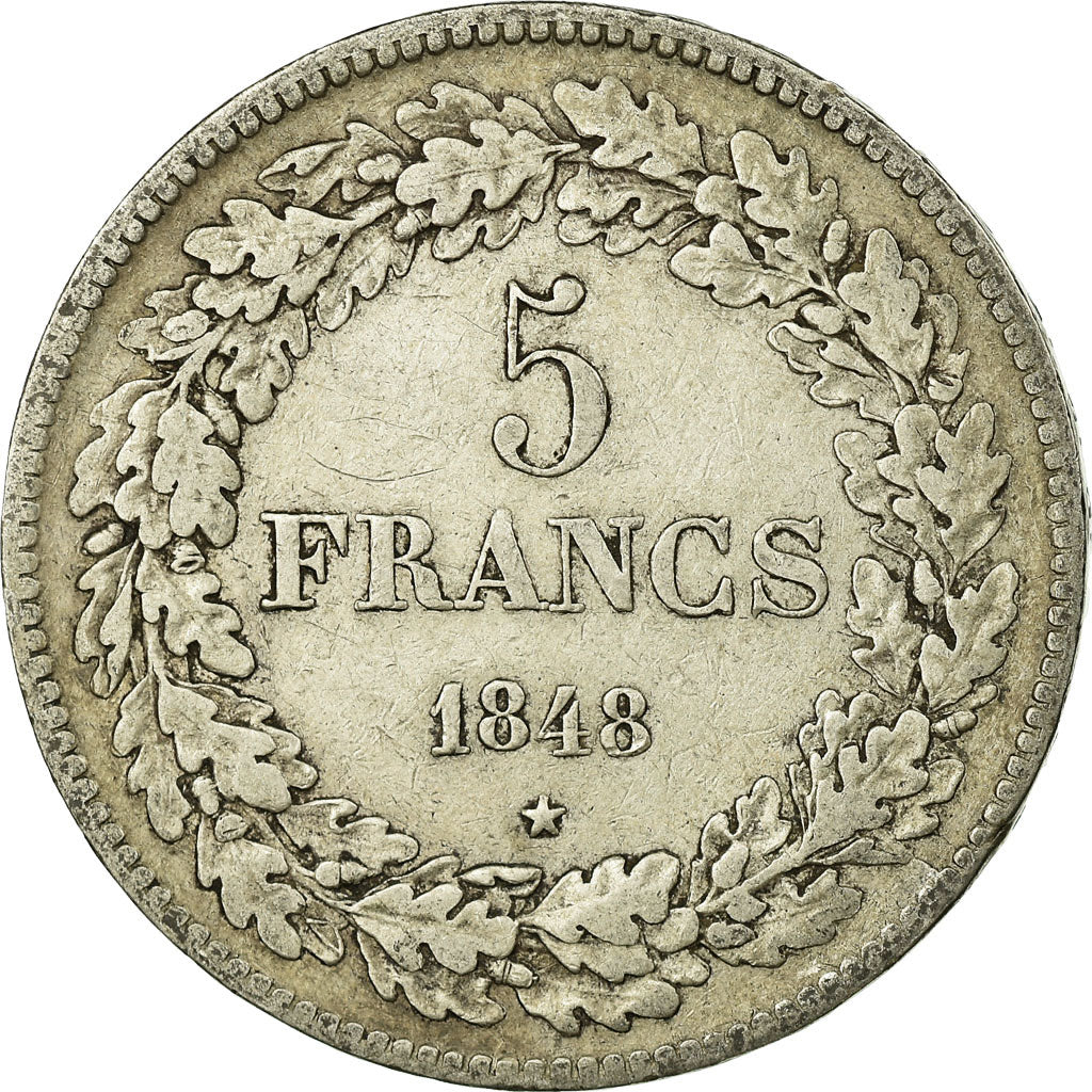 Coin, Belgium, Leopold I, 5 Francs, 5 Frank, 1848, VF(30-35), Silver, KM:3.2