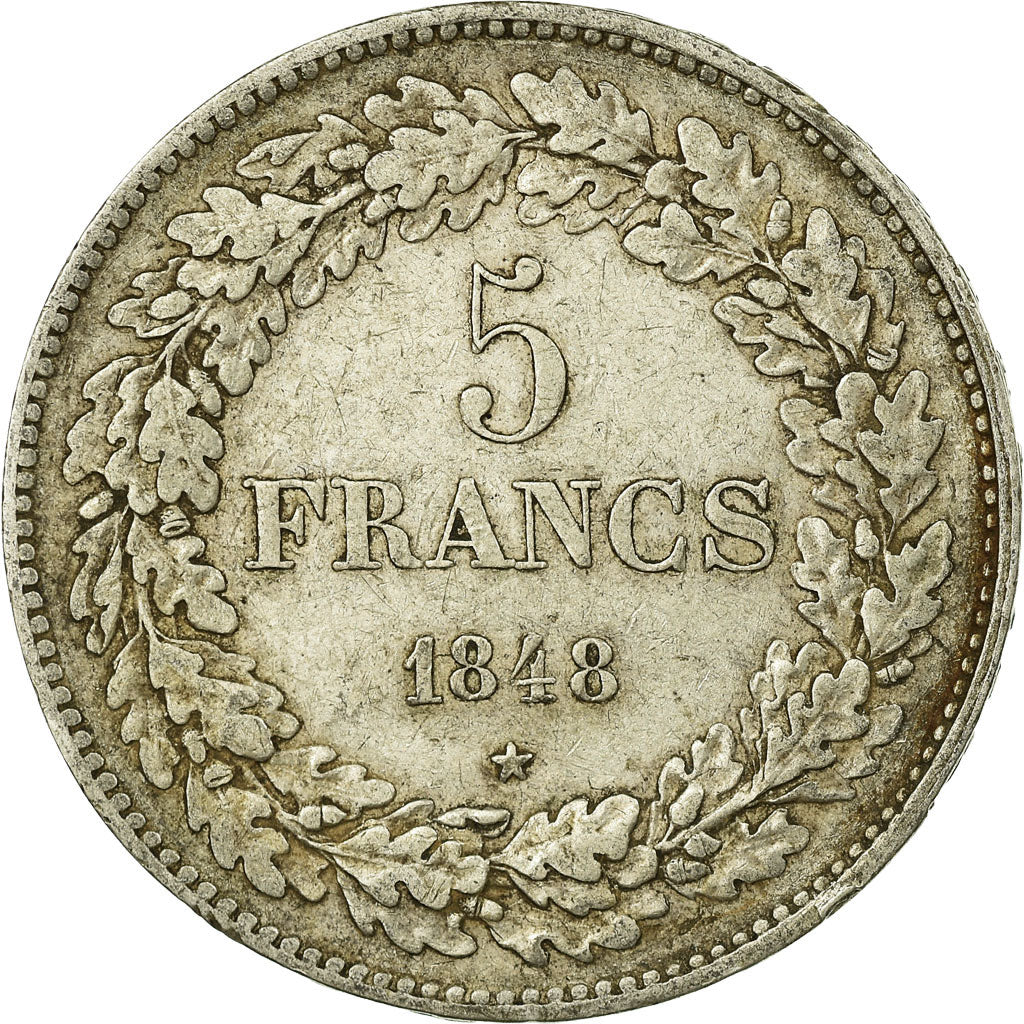 Coin, Belgium, Leopold I, 5 Francs, 5 Frank, 1848, VF(30-35), Silver, KM:3.2