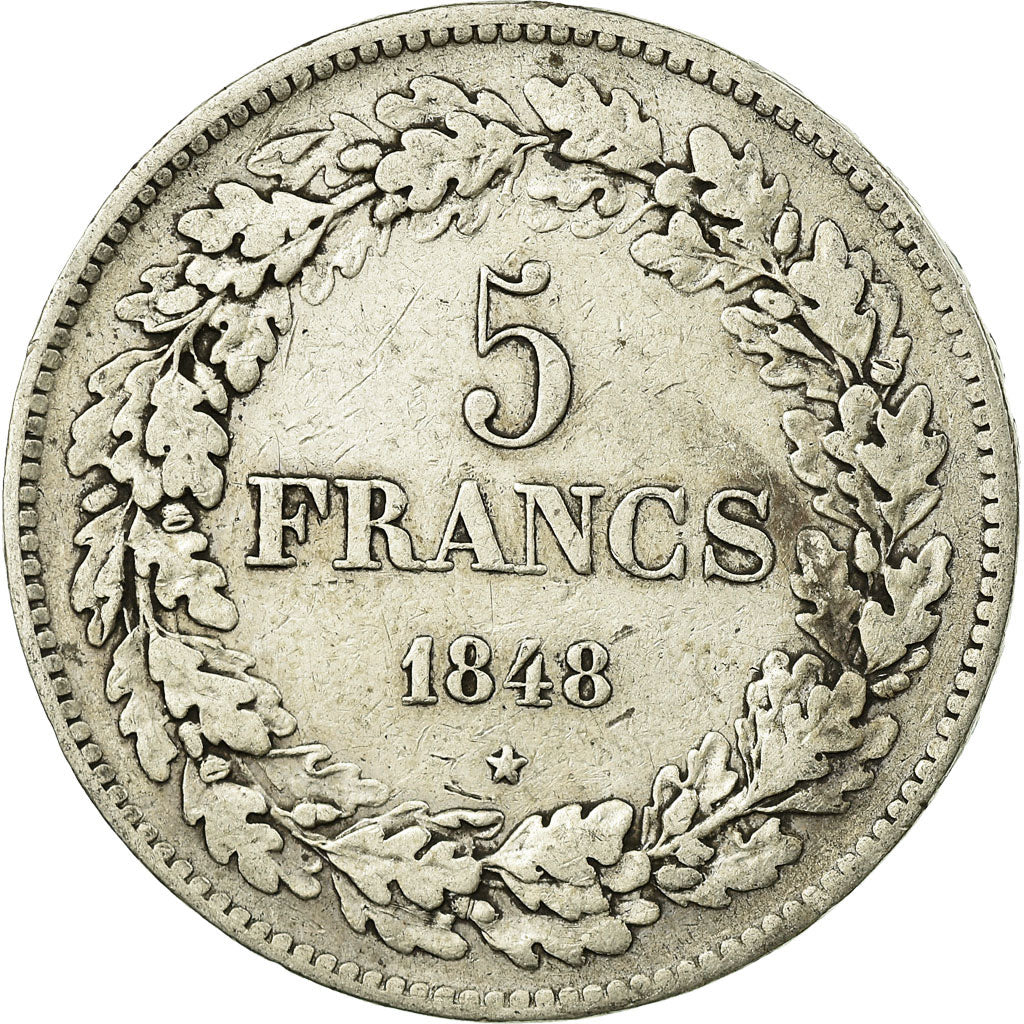 Coin, Belgium, Leopold I, 5 Francs, 5 Frank, 1848, VF(20-25), Silver, KM:3.2