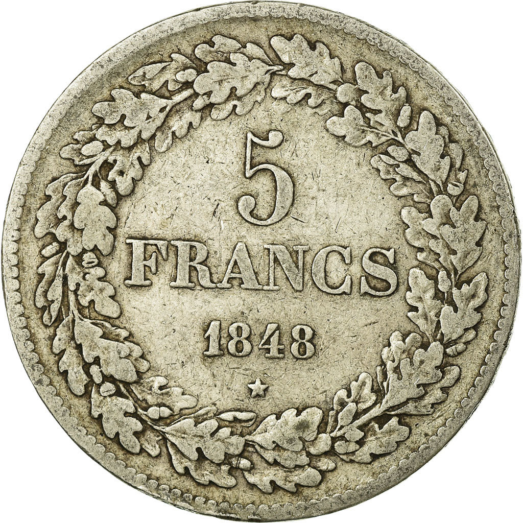 Coin, Belgium, Leopold I, 5 Francs, 5 Frank, 1848, VF(20-25), Silver, KM:3.2