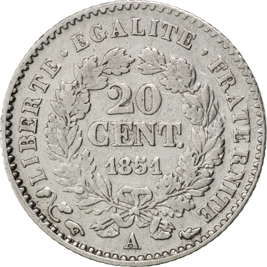 Coin, France, Cérès, 20 Centimes, 1851, Paris, AU(50-53), Silver, KM:758.1