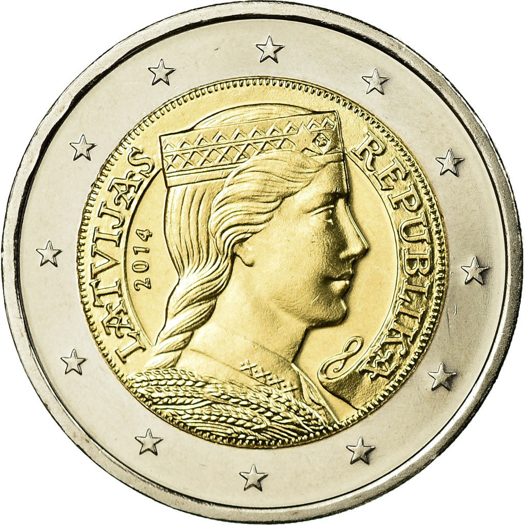 Latvia, 2 Euro, 2014, AU(55-58), Bi-Metallic, KM:157
