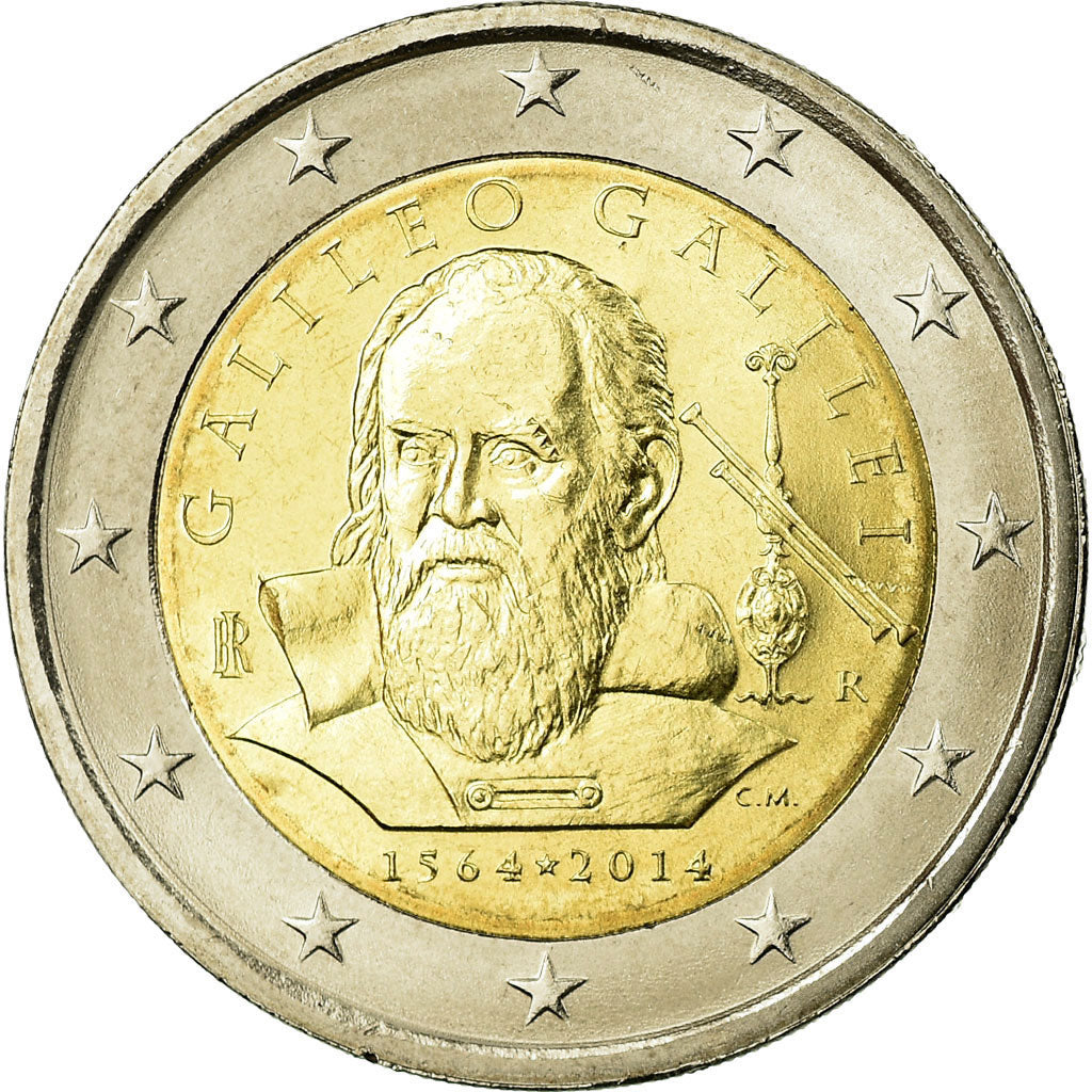 Italie, 2 Euro, 450 ème anniversaire de GALILEO GALILEI, 2014, SUP