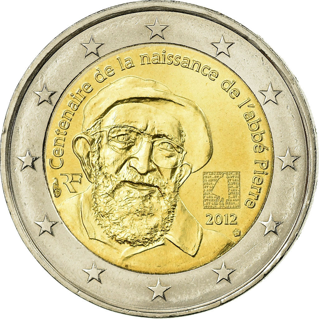France, 2 Euro, 100 ème anniversaire de la naissance de l' ABBE PIERRE, 2012
