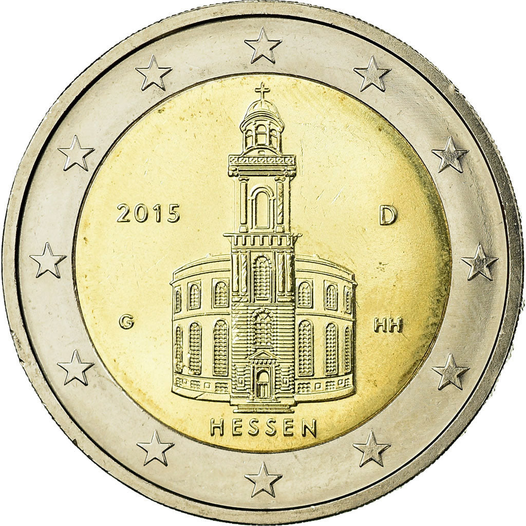 GERMANY - FEDERAL REPUBLIC, 2 Euro, Hessen, 2015, AU(55-58), Bi-Metallic, KM:New