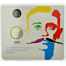 France, 2 Euro, Baron Pierre Coubertin, 2013, BU, MS(65-70), Bi-Metallic