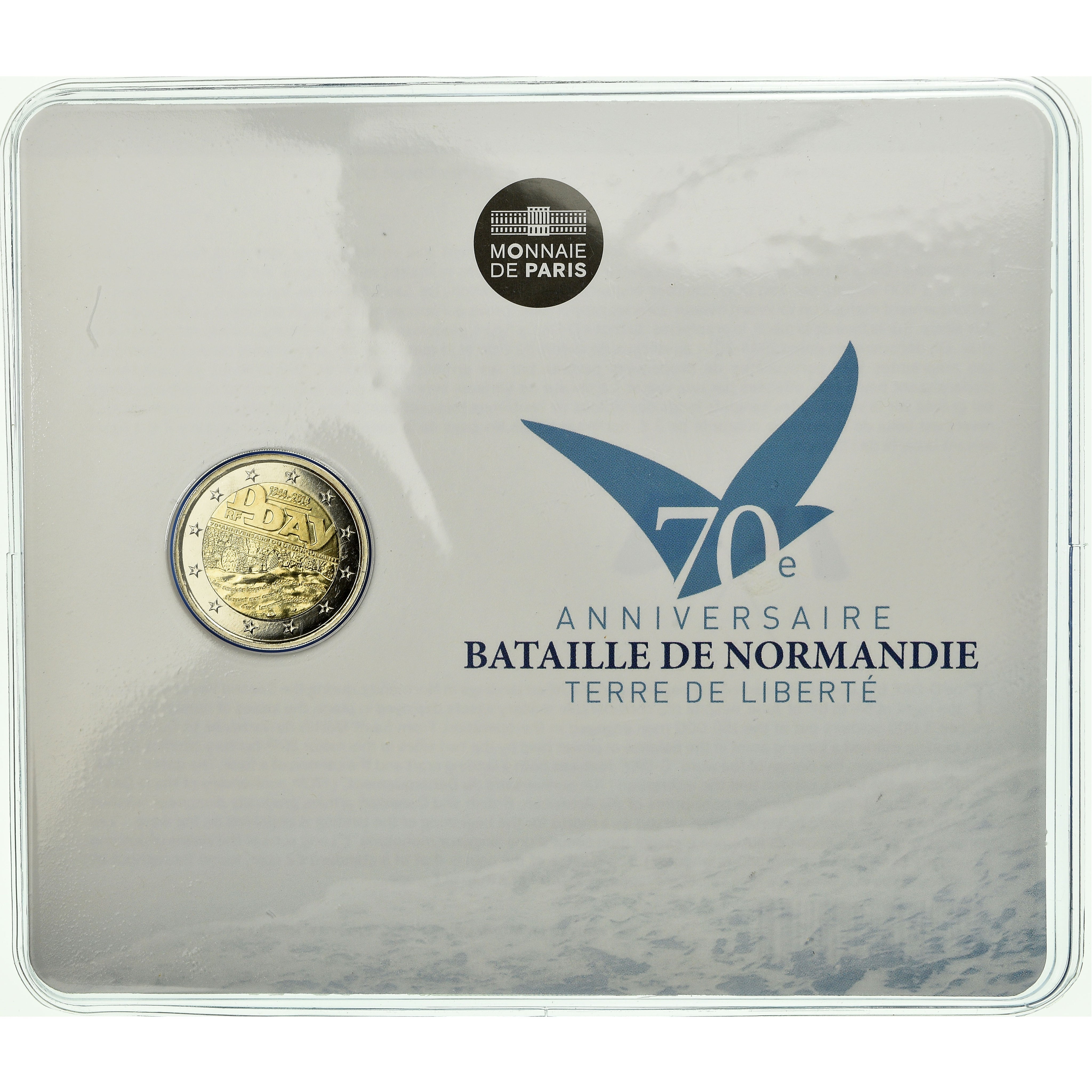 Francja, 2 Euro, D-Day, 2014, BU, MS(65-70), Bimetaliczny, Gadoury:18, KM:New