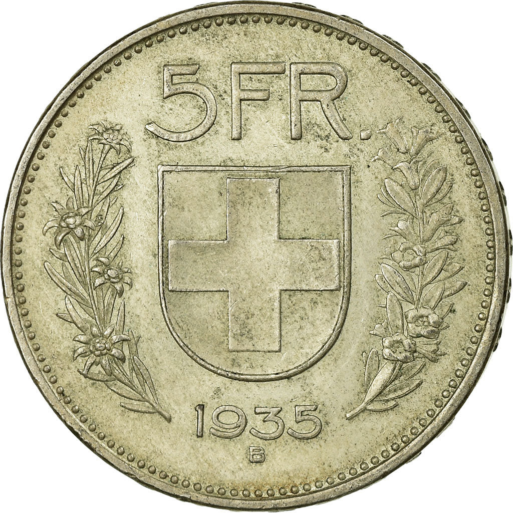 Coin, Switzerland, 5 Francs, 1935, Bern, EF(40-45), Silver, KM:40